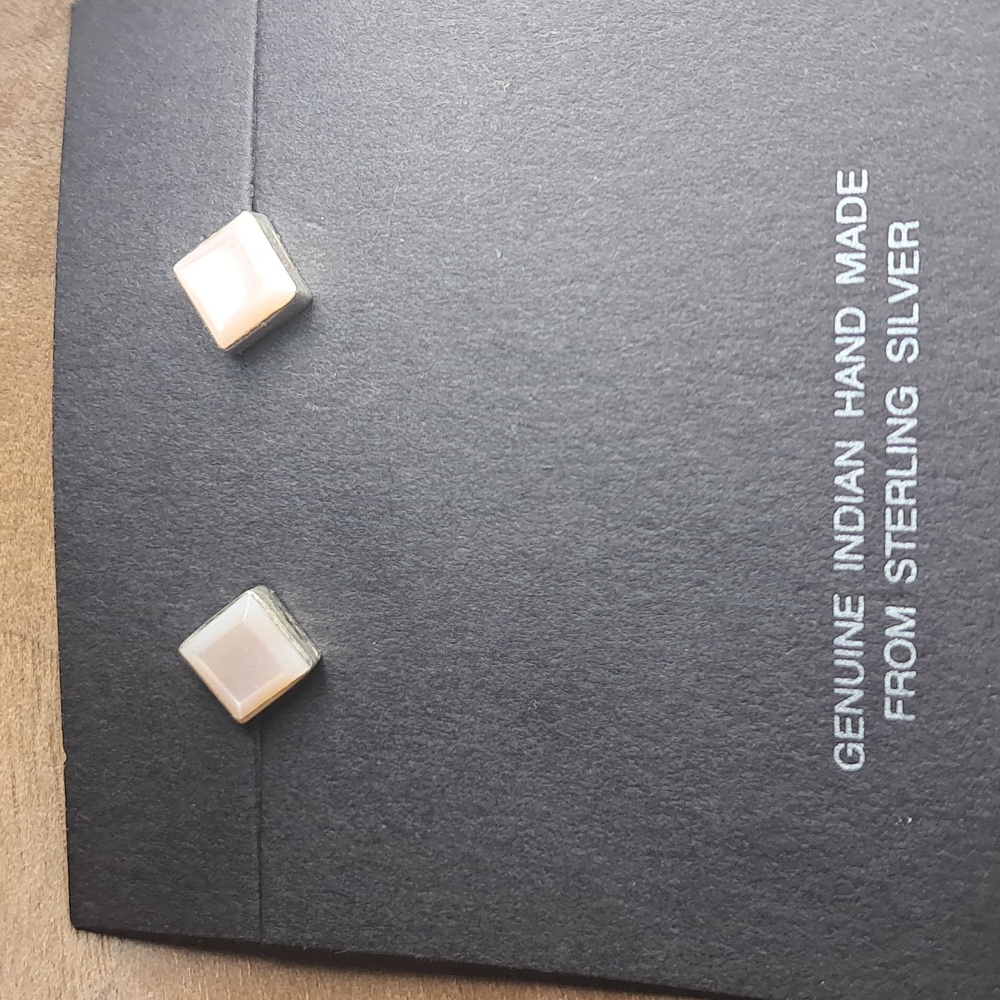 VTG Navajo .925 & Mother Of Pearl Handmade Stud Earrings